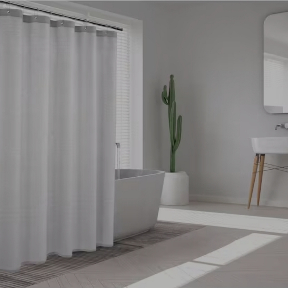 Enchante Home Ria Turkish Cotton Shower Curtain Silver Textured 72x72